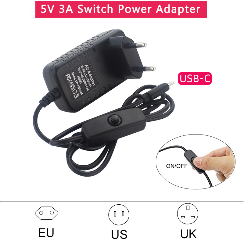 Banana Pi Bpi-M5 - Zasilacz 5V 3A z włącznikiem/wyłącznikiem, ładowarka